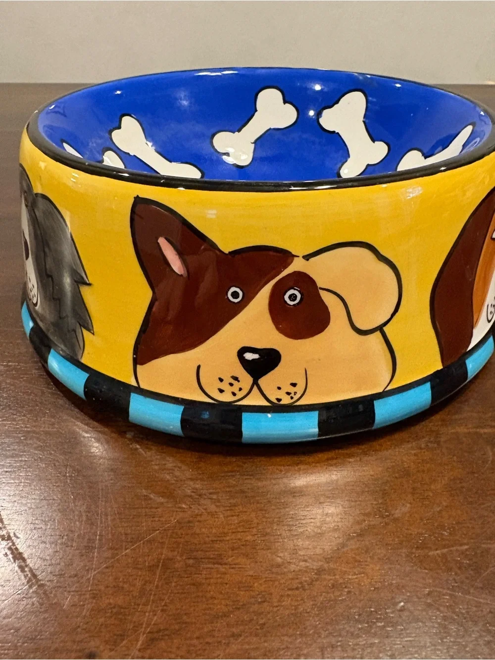 Candace Reiter Dogzilla Ceramic Dog Bowl Hand Painted